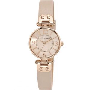 Anne Klein Women's Mother of Pearl Dial Leather Strap Wrist Watch Rose Gold Pink
